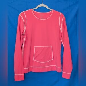 Athleta Pink Long Sleeve  Active Tee Medium With Contrast Stitching
